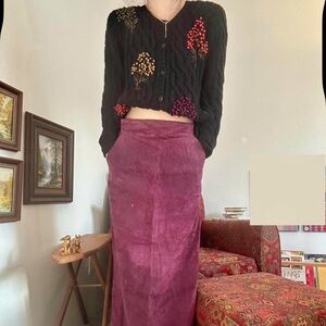 Vintage plum purple suede skirt